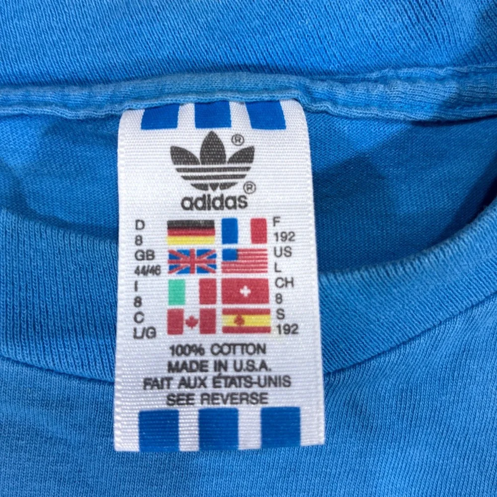 Vintage Adidas T-Shirt Mens Large Blue USA 1994 World Cup Soccer Single Stitch